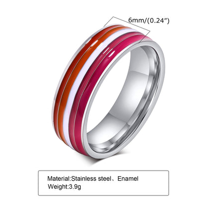 Ring Color 8mm Men's Same Color Flag Ring Foreign Trade Jewelry Wholesale Rainbow Color