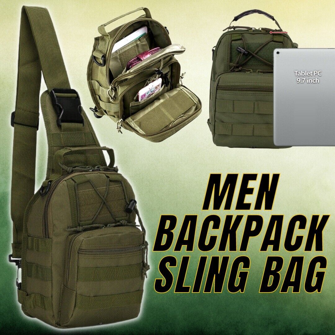 Outdoor Tactical Sling Bag Military MOLLE Crossbody Pack Chest Shoulder Backpack