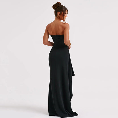 Women's Banquet Evening Off-neck Tube Top Fashion Sexy Backless High Slit Long Dress