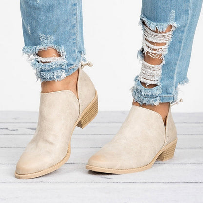 Women's Retro High Heel Ankle Boots – Faux Suede Autumn Shoes