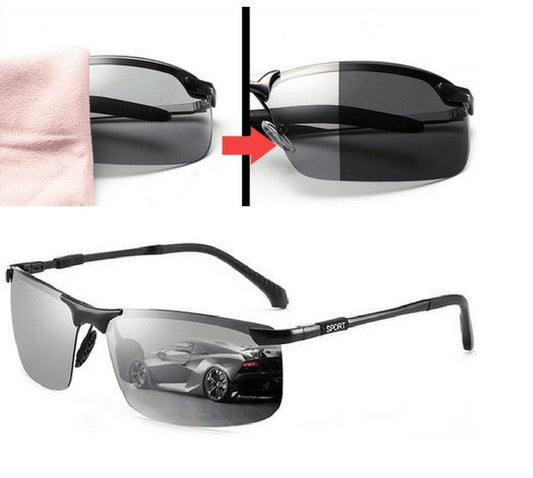 Intelligent color changing polarized driving sunglasses