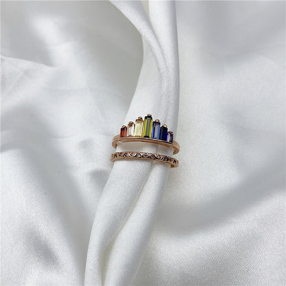 Fashion Rainbow Micro Diamond Ring