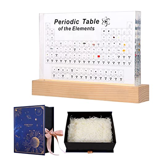 Periodic Table With 83 Kinds Of Real Elements Inside, Acrylic Periodic Table Of Elements Samples, Easy To Read, Creative Gifts For Science Lovers And Students