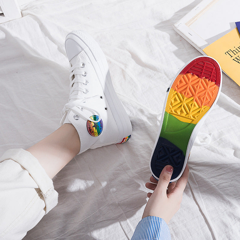 Women's High Top Rainbow Canvas Sneakers