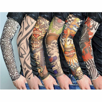 Fake Temporary Tattoo Sleeve Full Arm Cover UV Sun Protection Outdoor Sports 6pc