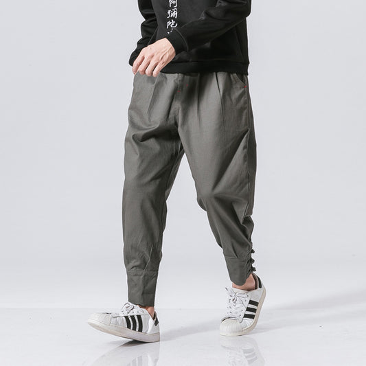 Men's mouth buckle casual pants