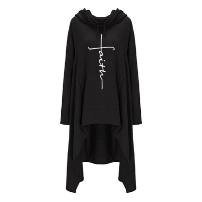 Long embroidered cloak hooded sweater