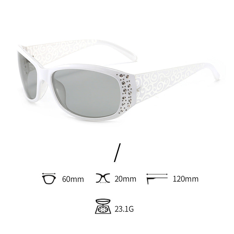 Classic Fashionable Polarized Sunglasses Women's Diamond Retro Night Vision