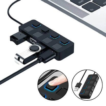 USB 2.0 HUB Multi USB Splitter 4 Expander USB Power Adapter Indicator Power USB Drives For Laptop PC