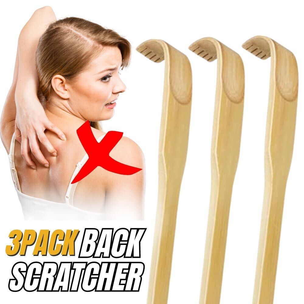 3pcs Natural Bamboo Back Scratcher Long Handle Pick Itch Relief Handcraft Tools