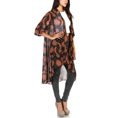 Star Moon Printed Thin Chiffon Cardigan