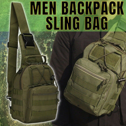 Men Backpack Molle Tactical Sling Chest Pack Shoulder Bag Outdoor Hiking Travel