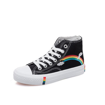 Women's High Top Rainbow Canvas Sneakers