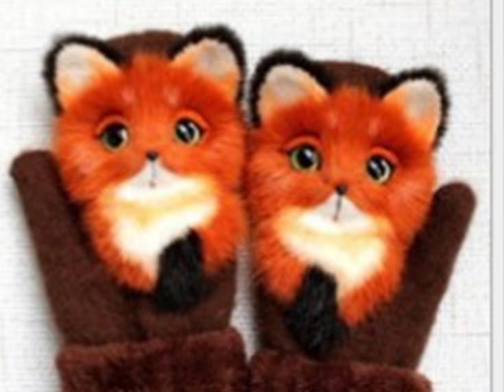 Cartoon Animal Autumn And Winter Warm Mittens