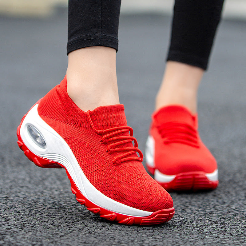 Women's Flying Knit Sports Shoes with Sock-Like Fit and Shaking Sole