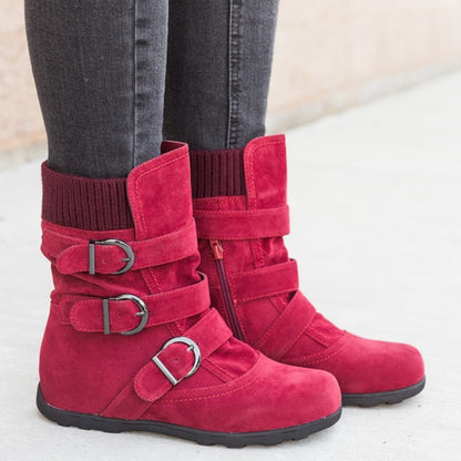 Casual Winter Boots - Strap Buckle