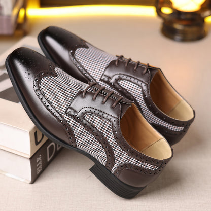 Imitation Houndstooth Men's Shoes Casual Leather Shoes