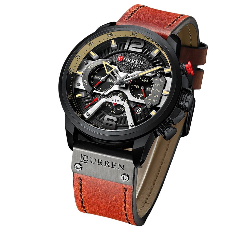 Military Leather Chronograph Wristwatch