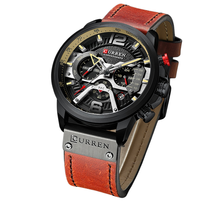 Military Leather Chronograph Wristwatch