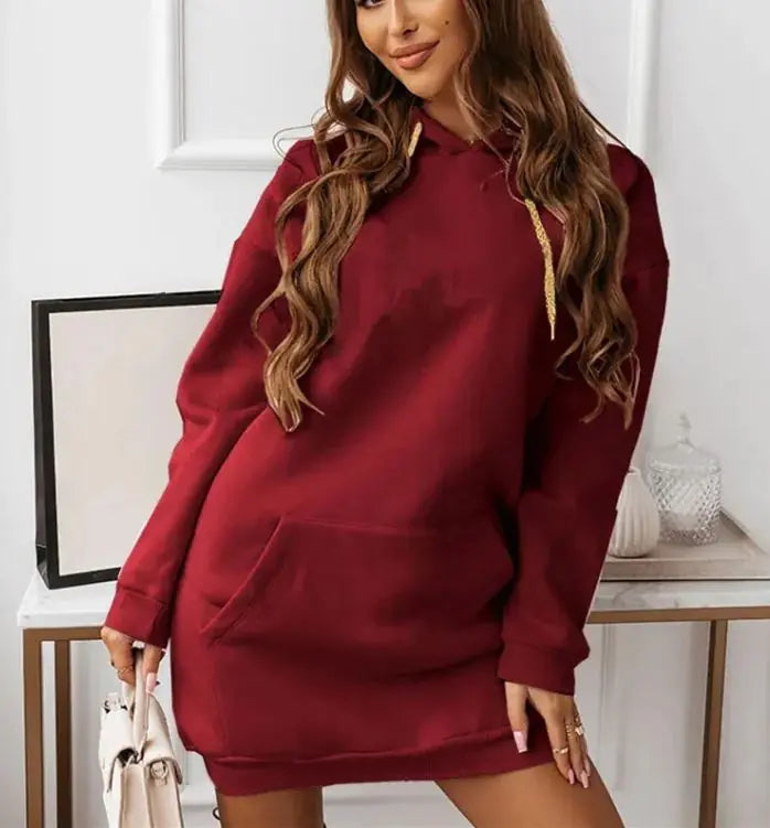 Women's Solid Color Casual Hoodie Sweater – Comfort Meets Style