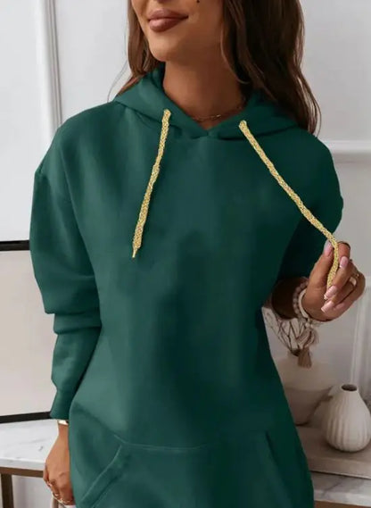 Women's Solid Color Casual Hoodie Sweater – Comfort Meets Style