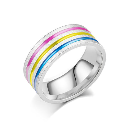 Titanium Steel Ring Rainbow Drops Of Oil