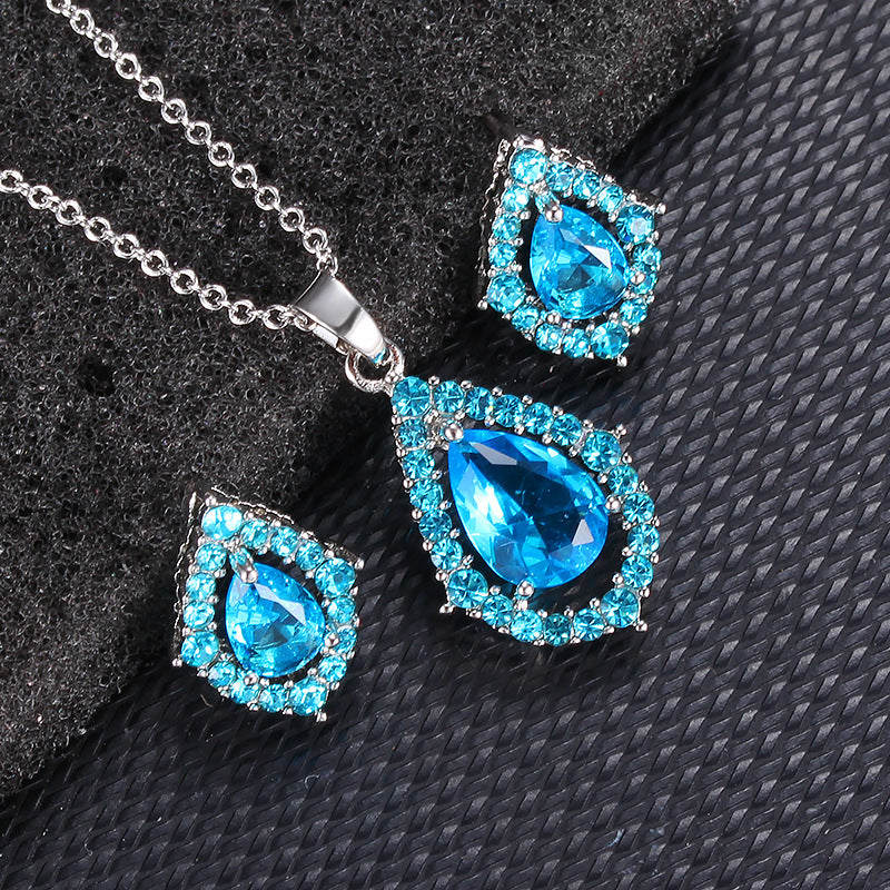 Sparkling Zircon Wedding Necklace And Earrings Set