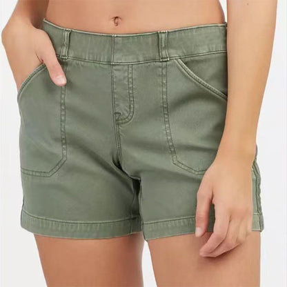 Women's Shorts Summer Fashion High Elasticity Shorts With Pockets Casual Pants