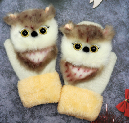 Cartoon Animal Autumn And Winter Warm Mittens