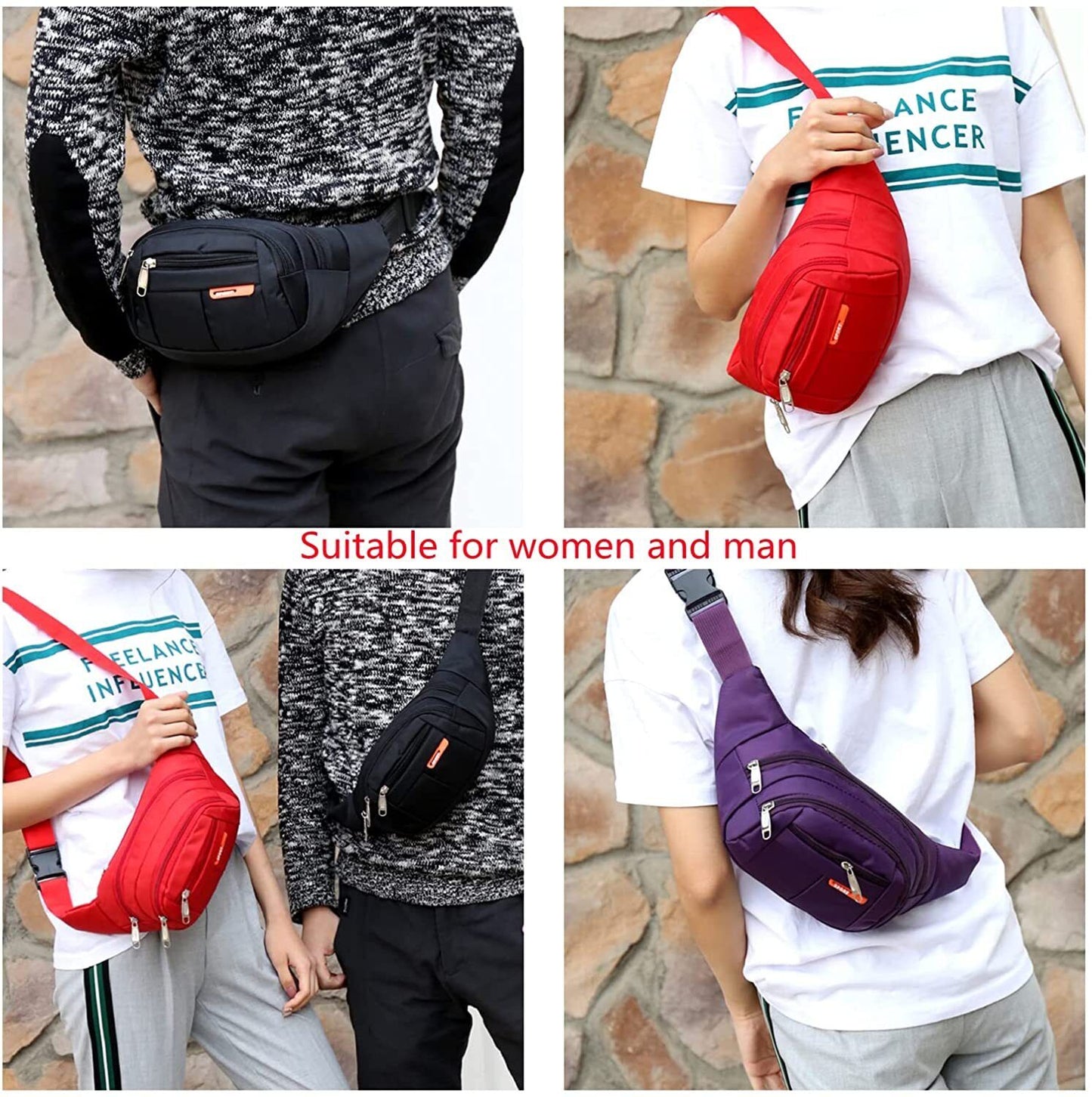 Men Women Fanny Pack Belt Waist Bag Cross Body Sling Shoulder Travel Sport Pouch