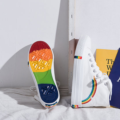 Women's High Top Rainbow Canvas Sneakers