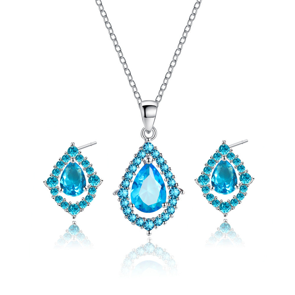 Sparkling Zircon Wedding Necklace And Earrings Set