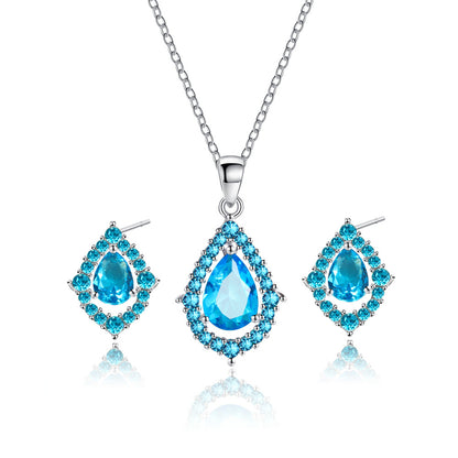 Sparkling Zircon Wedding Necklace And Earrings Set