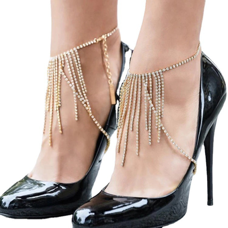 Sparkling Full Diamond Heels Fringe Anklet