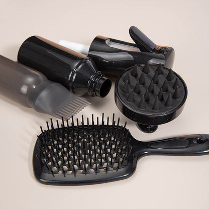 4-Piece Hair Care Kit — High-Pressure Spray Bottle, Silicone Shampoo Brush + Hollow Comb Set