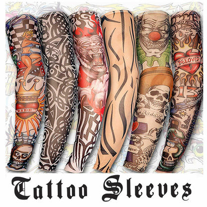 Fake Temporary Tattoo Sleeve Full Arm Cover UV Sun Protection Outdoor Sports 6pc