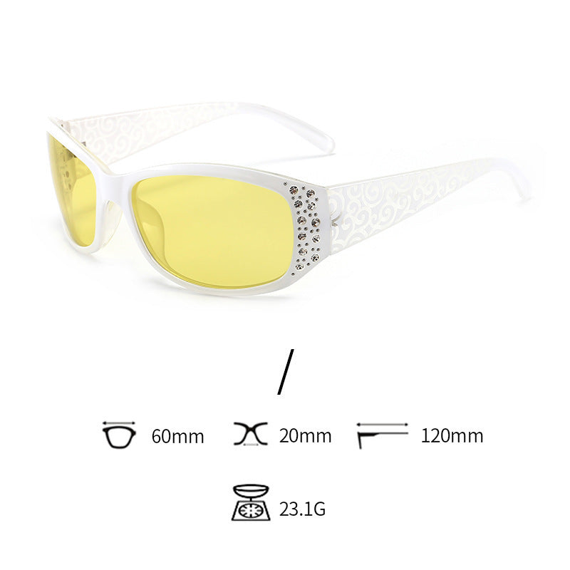 Classic Fashionable Polarized Sunglasses Women's Diamond Retro Night Vision