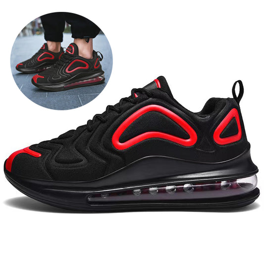 Lace-up Running Sports Sneakers - Casual Air Cushion Black Shoes For Men - Outdoor Breathable Shoes