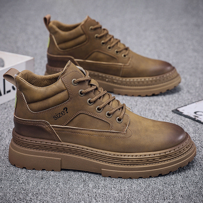 Men's High Top British Style Chimney Boots With Thick Soles