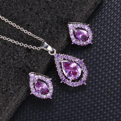 Sparkling Zircon Wedding Necklace And Earrings Set