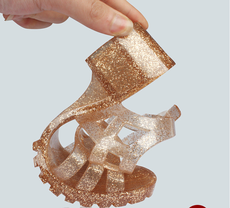 Crystal Sparkling High Heel Women's Plastic Sandals