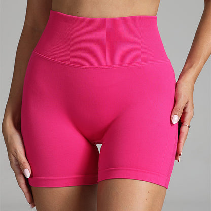 Seamless Yoga Shorts Women Solid Color High Waist Hip-lifting Fitness Pants Running Sweatpants