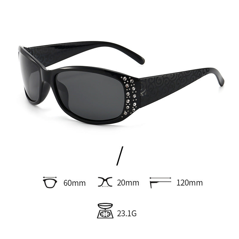 Classic Fashionable Polarized Sunglasses Women's Diamond Retro Night Vision