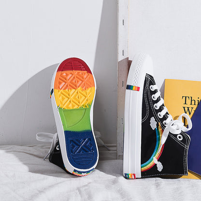 Women's High Top Rainbow Canvas Sneakers