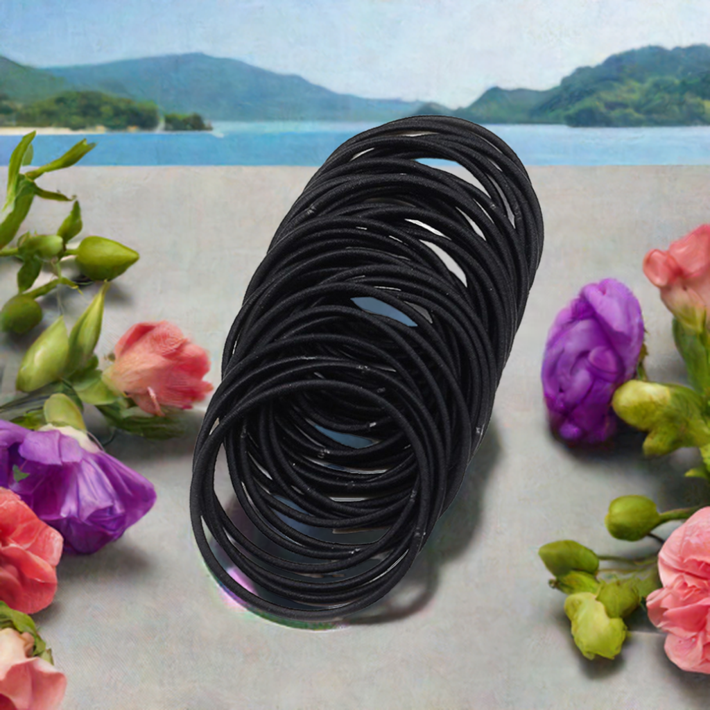 100Pcs Black Elastic Hair Bands Ponytail Holder Head Rope Ties Hats Hair Styling Kids Girl Accessories Scrunchie