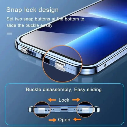 Double Sided Glass Snap Lock Case For iPhones